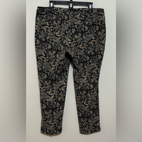 Talbots Hampshire Pants Paisley Black & Tan Size 16 Petite - Picture 4 of 14